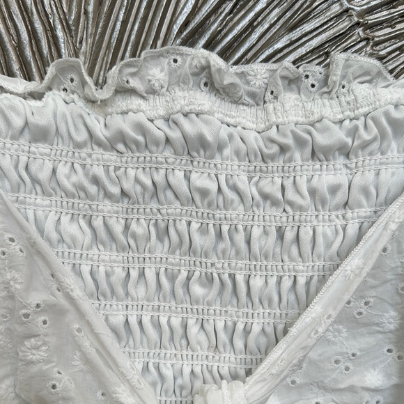 Cream Smocked Ruffle Tank Top - Picture 9 of 12